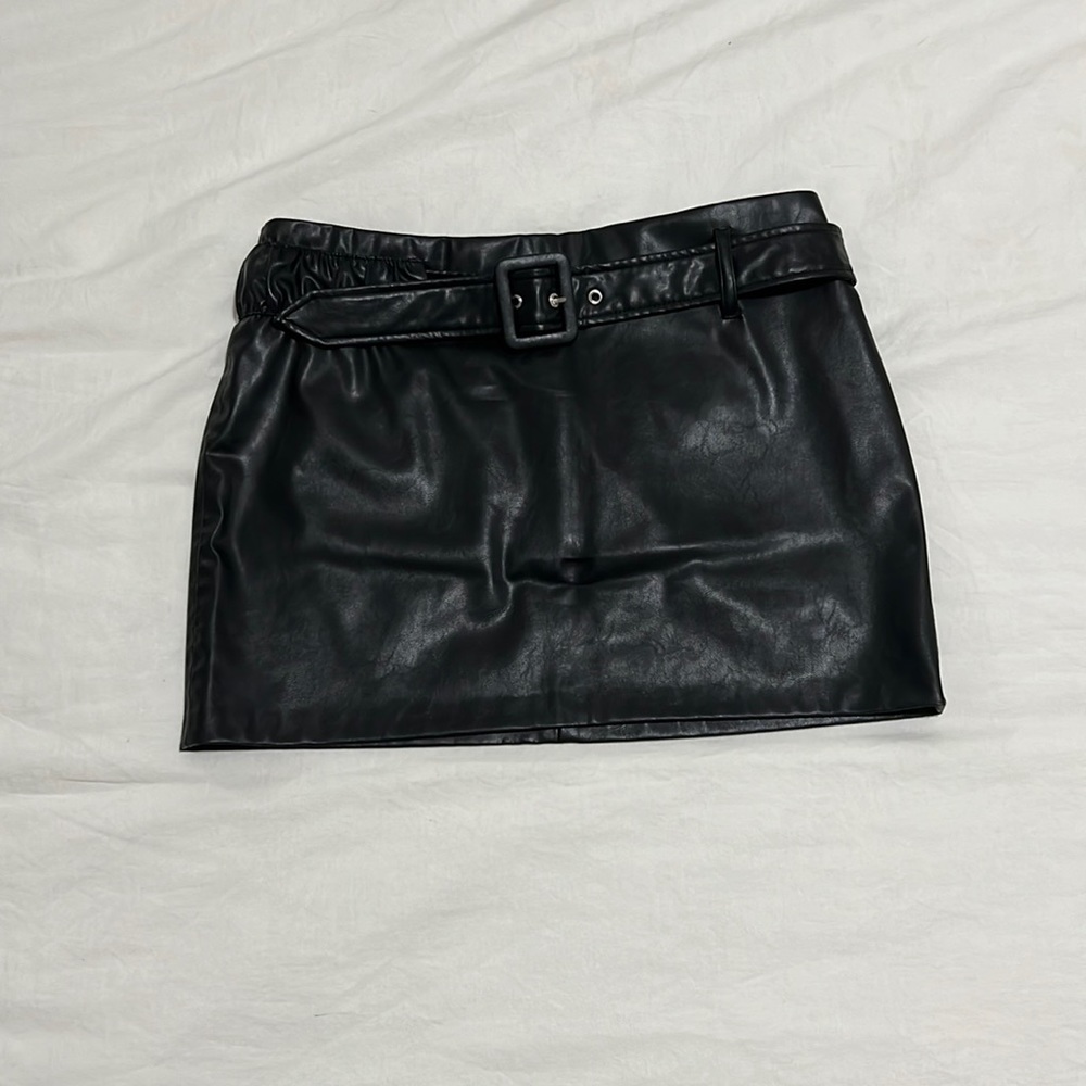 Black Zara leather mini skirt